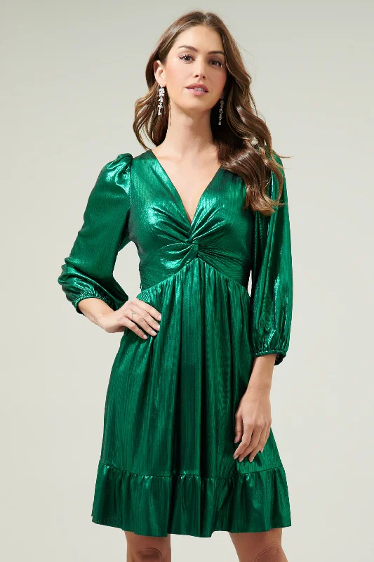 Amir Metallic Long Sleeve Mini Dress