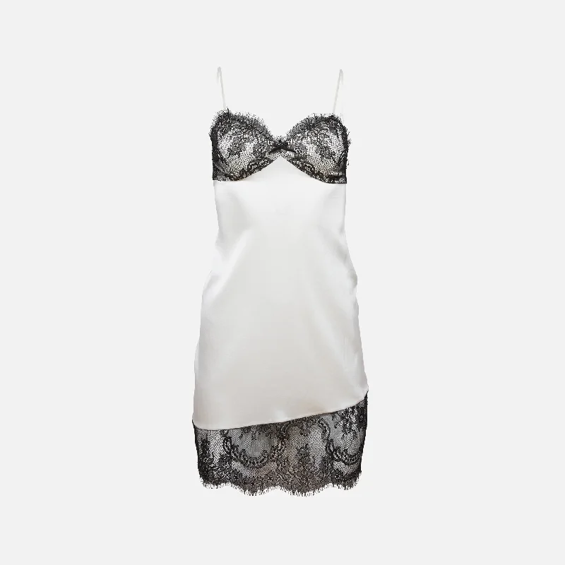 Fleur du Mal Silk and Lace Mini Slip Dress - Ivory