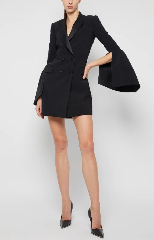 BELL SLEEVE TUXEDO MINI DRESS