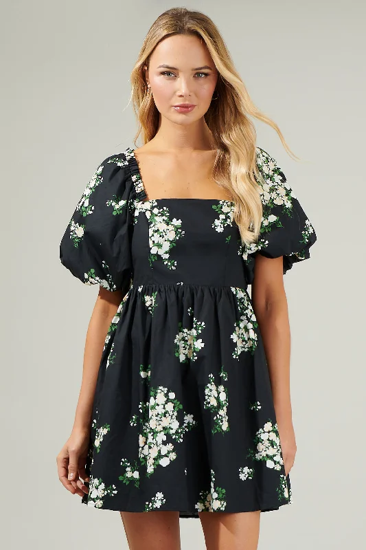 Emery Floral Marion Puff Sleeve Babydoll Mini Dress