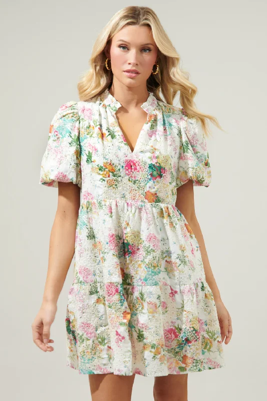 Sommerset Floral Jacey Babydoll Eyelet Mini Dress