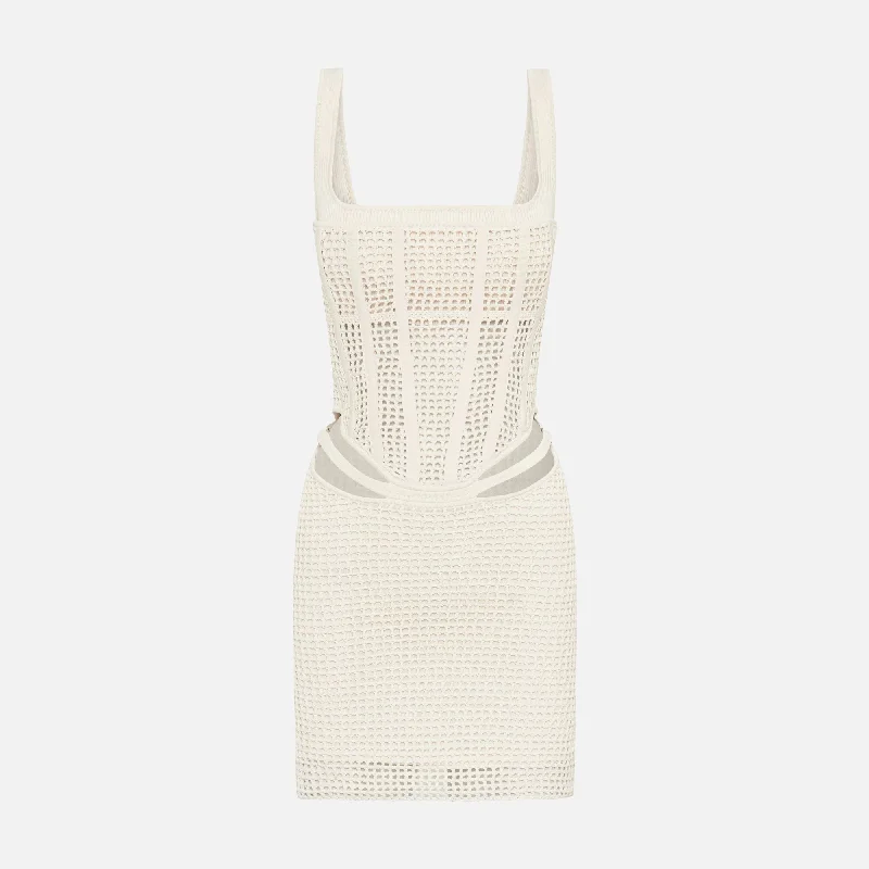 Dion Lee Crochet Suspend Corset Mini Dress - Ecru