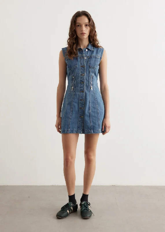 Zipper Denim Mini Dress