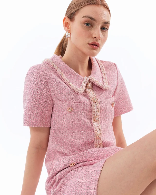 Raya Short Sleeve Tweed Mini Dress