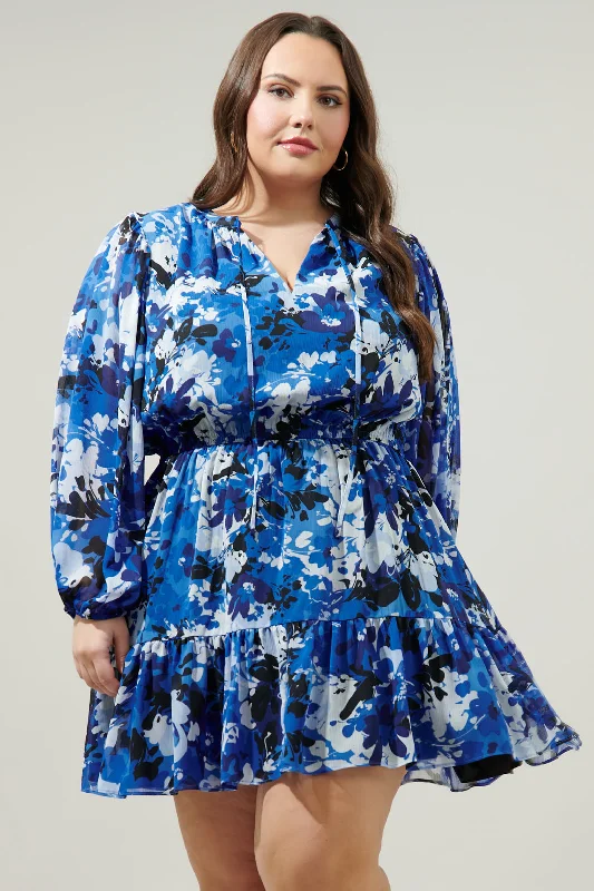 Moonflower Paxton Balloon Sleeve Mini Dress Curve