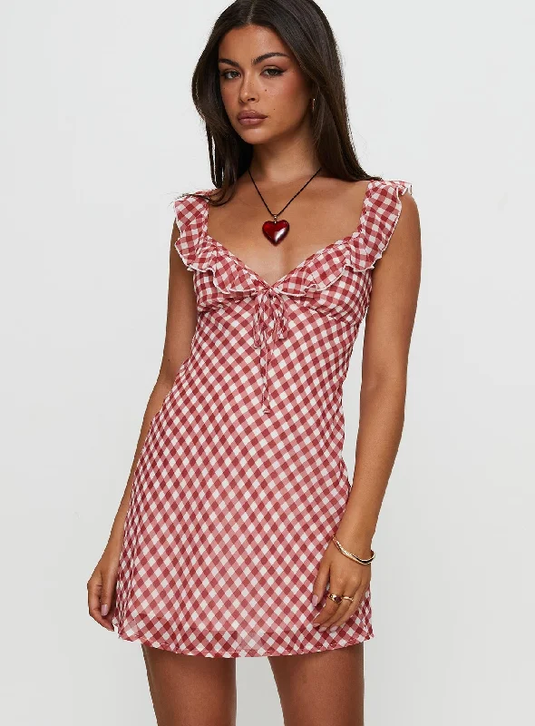 Marseilla Mini Dress Red Check