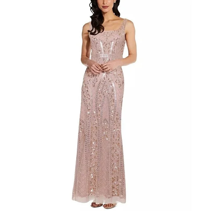 Adrianna Papell Women's Beaded Gown Pink Size 12 Petite - 12 Petite