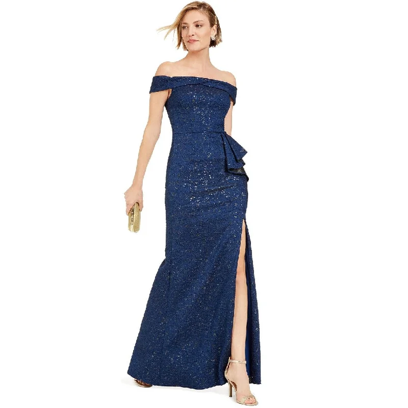 Adrianna Women's Papell Off-The-Shoulder Gown Navy Size 4