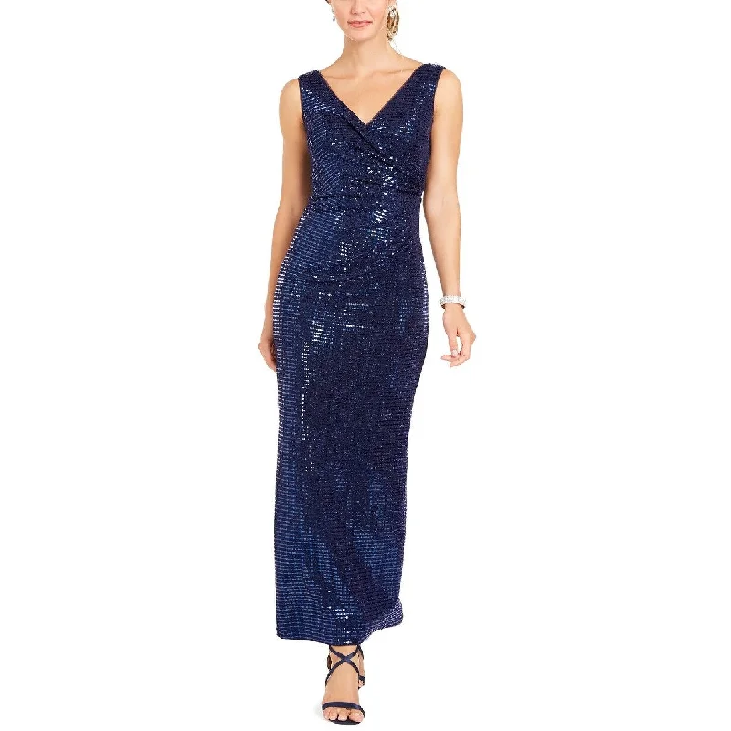 Betsy & Adam Women's Sequin Gown Navy Size 10 Petite - 10 Petite