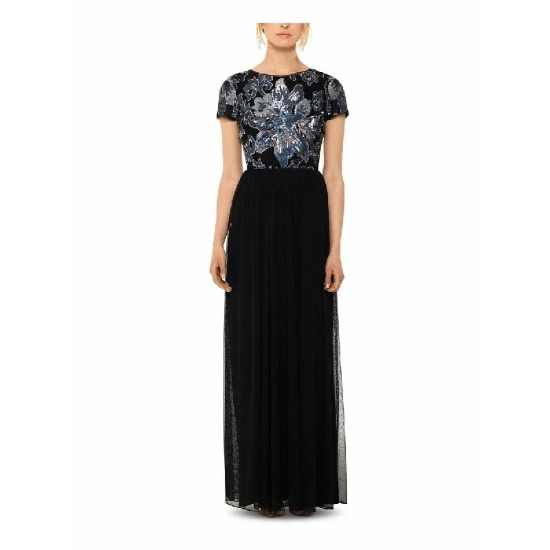 Betsy & Adam Women's Sequined Chiffon Gown Black Size 6