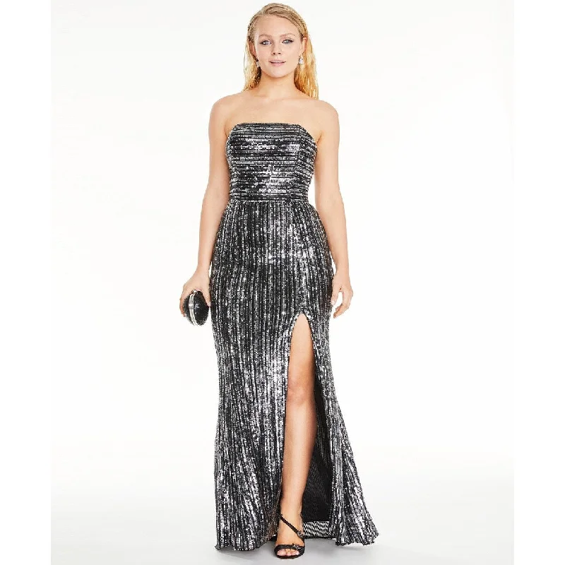 Blondie Nites Juniors' Sequined Strapless Gown Black Size 3