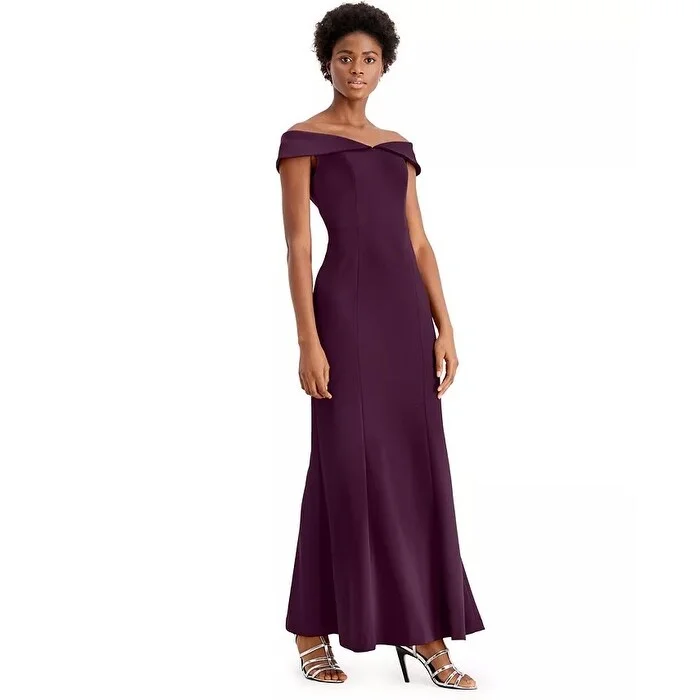 Calvin Klein Women's Off-The-Shoulder Gown Purple Size 4