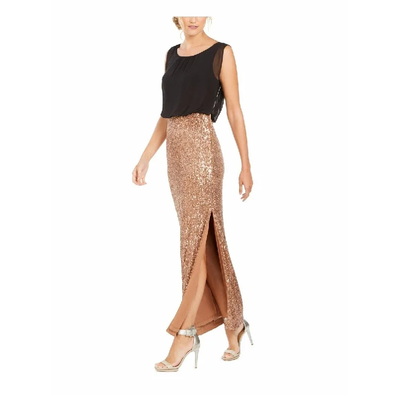 Calvin Klein Women's Sequined Blouson Gown Gold Size 4