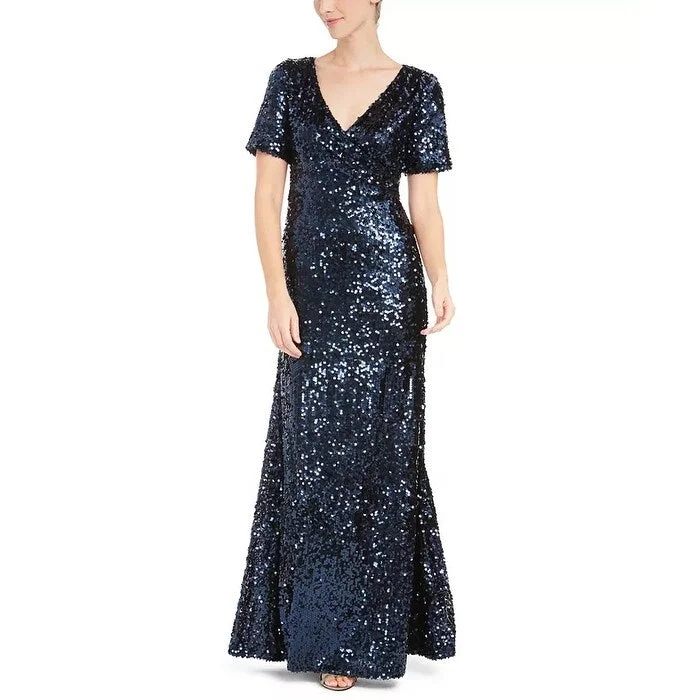 Calvin Klein Women's Sequined Gown Navy Size 2