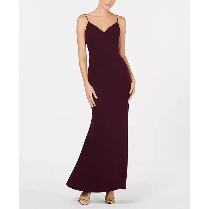 Calvin Klein Women's Side-Ruched Gown Purple Size 4