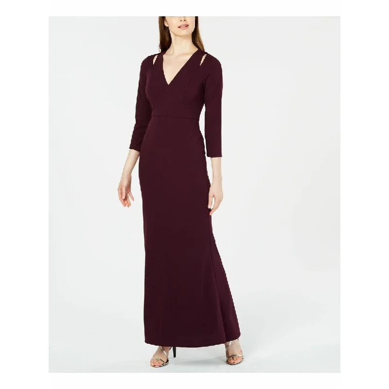 Calvin Klein Women's Split-Shoulder Gown Purple Size 2