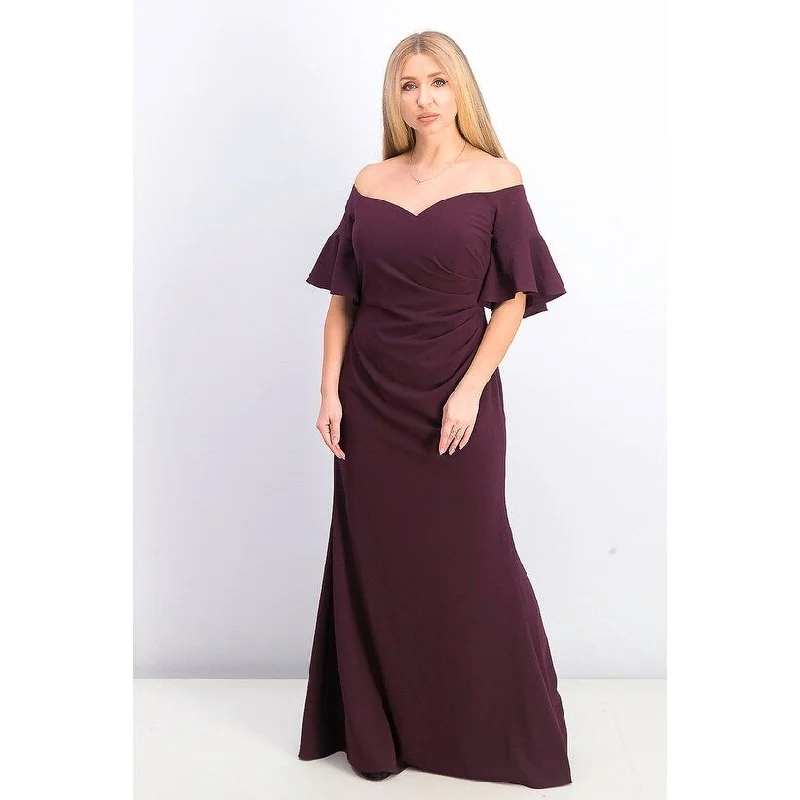 Calvin Klein Women's Sweetheart Off-The-Shoulder Gown Purple Size 2