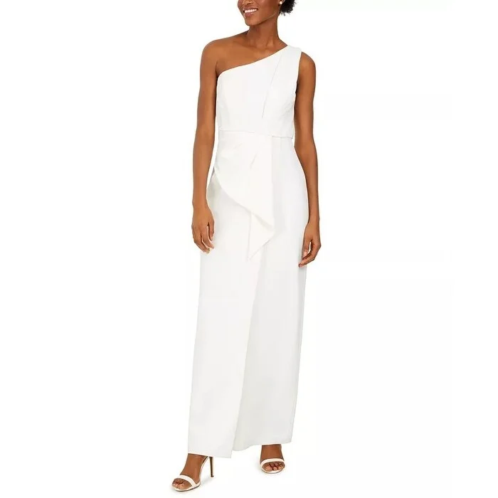 Eliza J Women's Petite Draped One-Shoulder Gown White Size 12P - 12 P