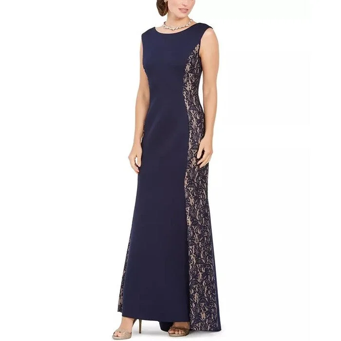 Jessica Howard Women's Sequined-Lace Scuba Mermaid Gown Navy Size 14