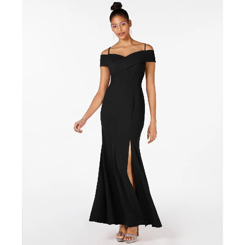 Nightway Women's Cold Shoulder Gown Black Size 4