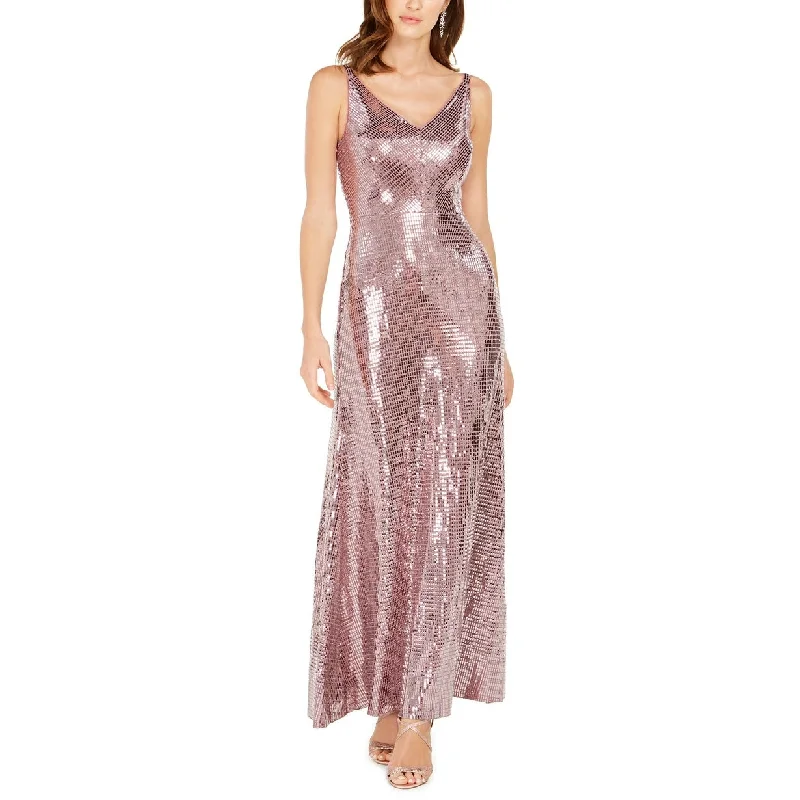 Nightway Women's V-Neck Sequined-Dot Gown Pink Size 8