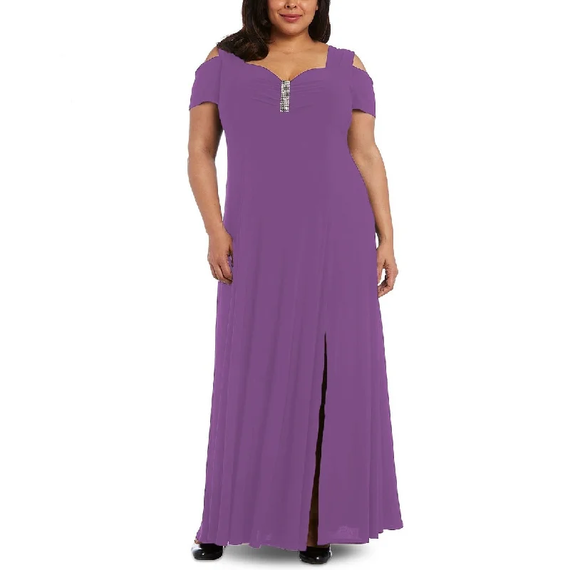 R & M Richards Women's Plus Size Rhinestone-Detail Gown Med Purple Size 22W