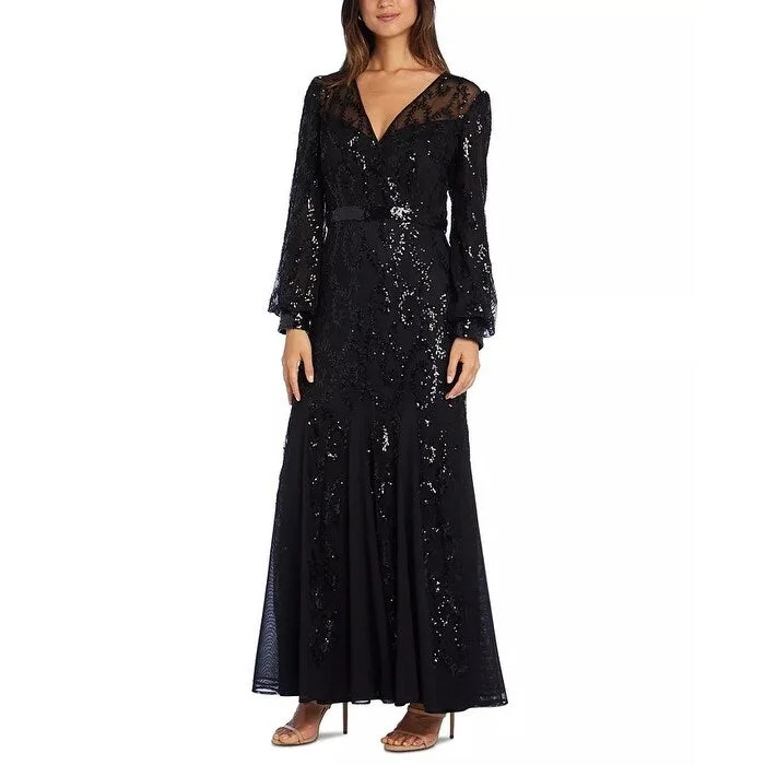 R & M Richards Women's Sequined Gown Black Size 1