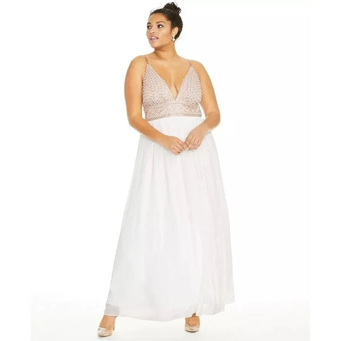 Say Yes To The Prom's Women's Trendy Beaded Chiffon Gown White Size 16