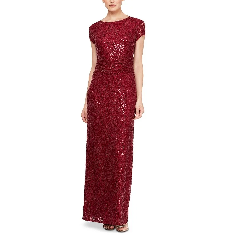 Sl Fashions Women's Sequined Lace Gown Garnet Size 16