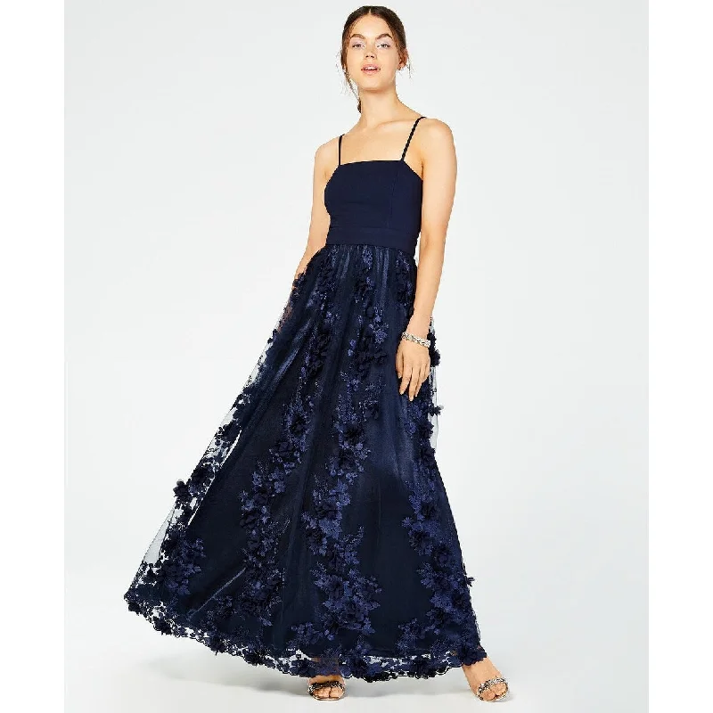 Trixxi Juniors' Flower-Petals Gown Navy Size 3