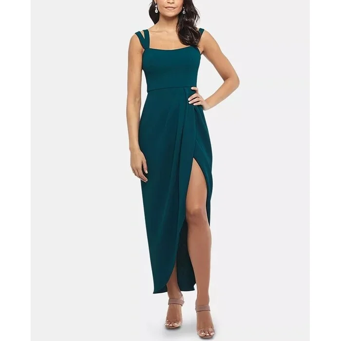 XSCAPE Women's Petite Double-Strap Gown Lt/Pas Green Size 14P