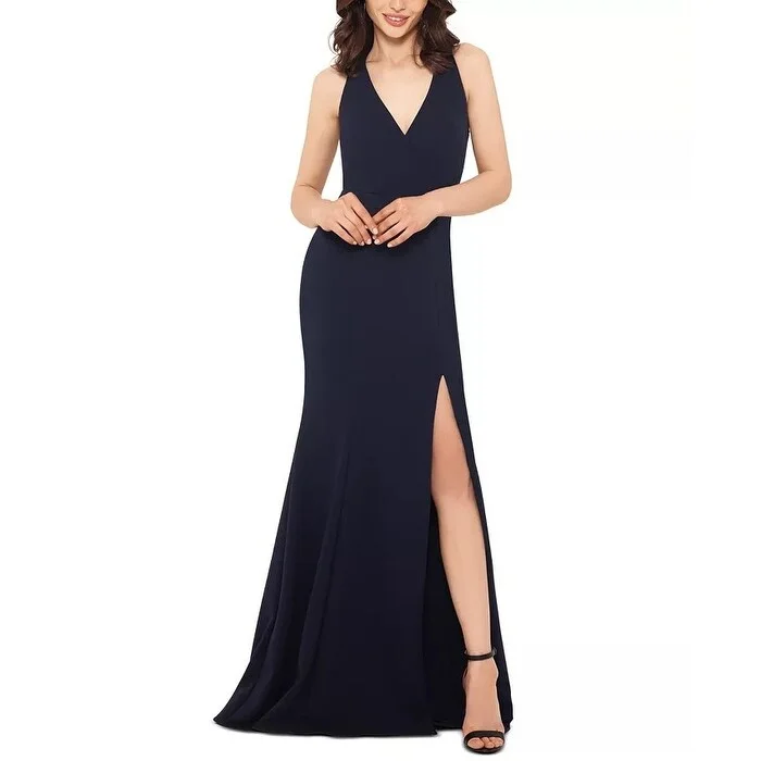 Xscape Women's Side-Slit Gown Navy Size 16