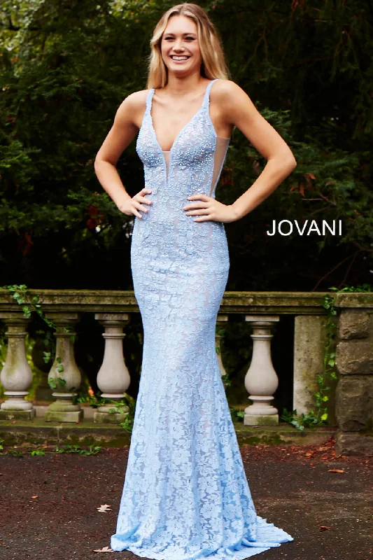 Beaded Lace Fitted Sleeveless Gown by Jovani 48994