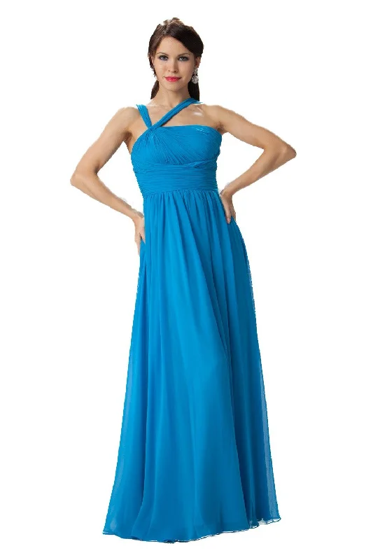 Long One Shoulder Chiffon Dress by Poly USA 6678