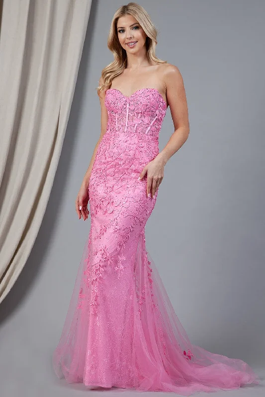 Embroidered Strapless Mermaid Dress by Amelia Couture 7024