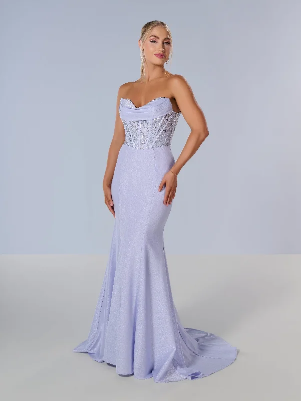 Fitted Off Shoulder Corset Gown by Tiffany Designs 16193