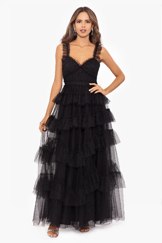 "Gigi" Long Ruffle Mesh Dress