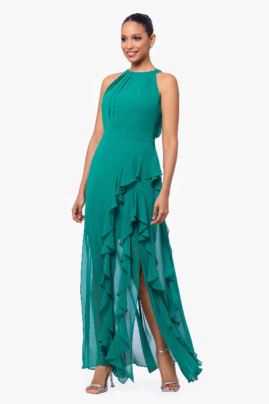 "Helen" Long Chiffon Halter Neck Dress