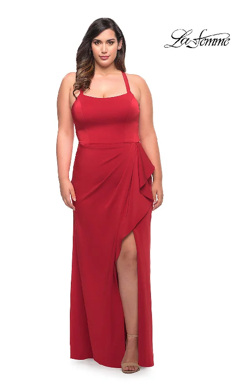 Side Drape La Femme Long Plus-Size Formal Dress