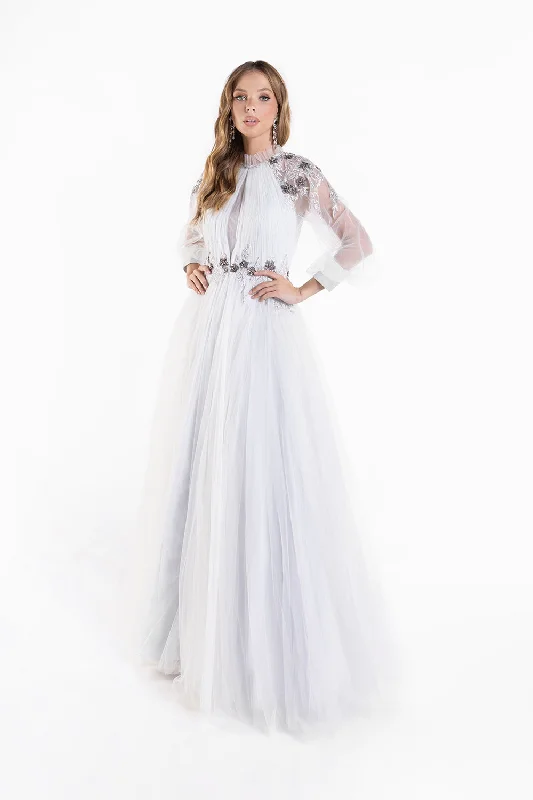 Long Sleeve Tulle A-line Gown by Lucci Lu C8057