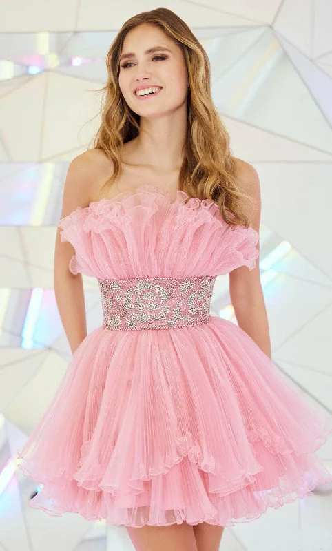 Sherri Hill 55723 - Pleated Organza Short Waisted Dress