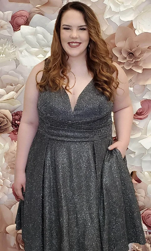 Sydney's Closet SC8108 - Glittered A-Line Cocktail Dress