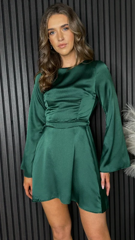 Kit Forest Green Long Sleeve Mini Dress